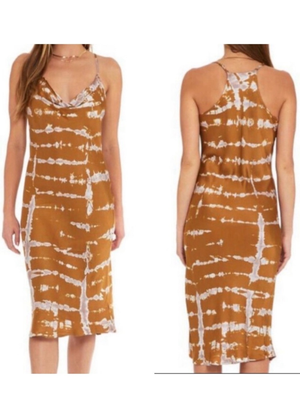 Young, Fabulous, & Broke Tie Dye Sweetie Midi Satin Slip Dress: Sweet Fig